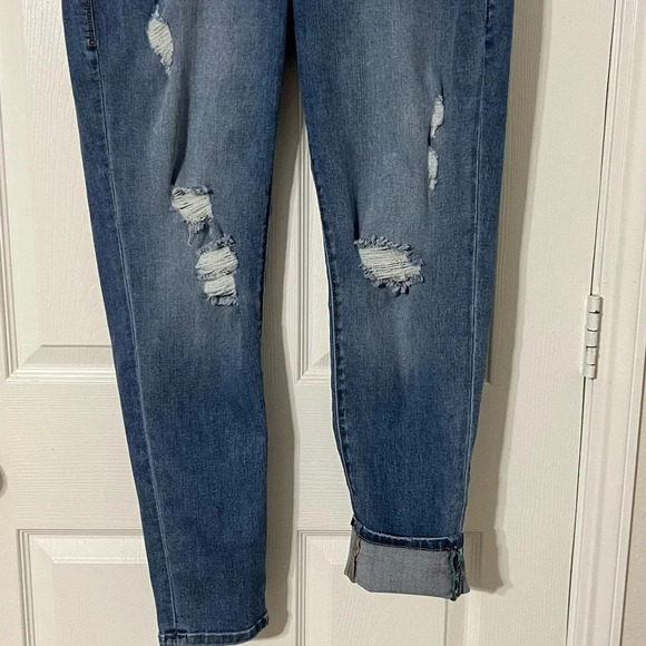 Lularoe Womens Skinny Jeans Size 32 Dark Wash Distressed High Rise - Picture 3 of 4